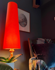 Bright Orange Cotton Lampshade | Extra Tall Cone Light Shade | Bespoke Handmade UK