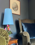 Light Blue Cotton Lampshade | Extra Tall Cone Light Shade | Bespoke Handmade UK