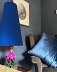 Royal Blue Cotton Lampshade | Extra Tall Cone Light Shade | Bespoke Handmade UK