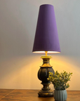 Purple Velvet Lampshade | Extra Tall Cone Light Shade | Bespoke Handmade UK