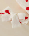 Heart Print Romper + Bow Headdress Set for Baby Girls - Soft Polyester Spring & Autumn Outfit by Baby Lamby at brixbailey.com