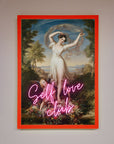 Self Love Club framed wall art, stylish inspirational decor, luxury home accent, trending motivational print by Zestio at brixbailey.com