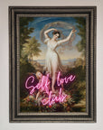 Self Love Club framed wall art, stylish inspirational decor, premium motivational print by Zestio at brixbailey.com