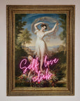 Self Love Club framed wall art, stylish inspirational decor, premium motivational print, trending home decoration by Zestio at brixbailey.com