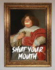 Shut Your Mouth Framed Print, premium contemporary statement art, stylish luxury wall decor for living room or office by Zestio at brixbailey.com