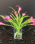 Silk Flower Arrangement Purple Calla Lilies - 15"
