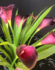 Silk Flower Arrangement Purple Calla Lilies - 15"