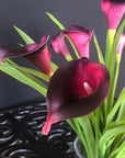 Silk Flower Arrangement Purple Calla Lilies - 15"