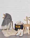 Wool Felt Omaking Basket - Dark Grey/Grey