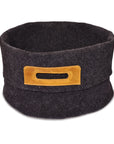 Wool Felt Omaking Basket - Dark Grey/Cognac