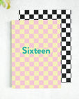 Sixteen Checkerboard 16th Birthday Card