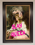 Slay Queen Framed Poster, luxury stylish empowerment artwork, premium elegant framed wall decor, best-selling trending home decor by Zestio at brixbailey.com
