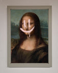 Smiley Mona Framed Poster, premium classic art with modern whimsy, stylish home decor, best-selling unique wall art by Zestio at brixbailey.com