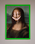 Luxury Smiley Mona Framed Poster, classic art with modern whimsy, stylish home decor in multiple sizes and frame options by Zestio at brixbailey.com