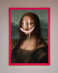 Luxury Smiley Mona Framed Poster, premium classic art with modern whimsy, stylish home decor, trending best-selling wall art by Zestio at brixbailey.com