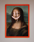 Luxury Smiley Mona Framed Poster, classic art with modern whimsy, stylish decor for living room bedroom or office by Zestio at brixbailey.com