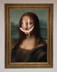 Luxury Smiley Mona Framed Poster, premium classic art with modern whimsy, stylish home decor, trending best-selling wall art by Zestio at brixbailey.com