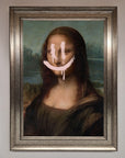 Luxury Smiley Mona Framed Poster, classic art with modern whimsy, premium framed wall decor for living room, bedroom, office by Zestio at brixbailey.com