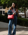 Oli - Apple Leather Midi Shoulder Cross-body Bag Red