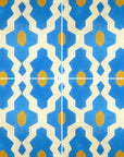 Premium Moroccan Cement Tiles, Blue Yellow Cream Geometric Pattern, Handcrafted Luxury Floor and Wall Tiles, Authentic SOUK Design by Maria Starling Design at brixbailey.com