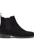 Women's Black Suede Chelsea Boots, Welted Leather Sole
