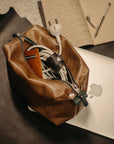 Leather Travel Accessory Bag - Sustainable & Customizable