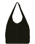 Black Suede Leather Hobo Boho Shoulder Bag Brix and Bailey Ethical Handbag Brand