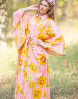 Pink Oriental Delight Style Caftan in Sunflower Sweet Pattern-0