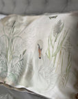 Cream and neutral Silk Pillowcase in hand painted 'Graceful' print, Standard size Oxford style Pillowcase