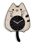 3D Wooden Cartoon Cat Wall Clock - Whimsical, Educational & Quiet for Kids' Rooms by Baby Lamby at brixbailey.com