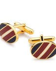 Wide Stripe Navy and Red Enamel Cufflinks