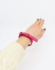 Fuchsia Leather Bracelet with Brass Clasp