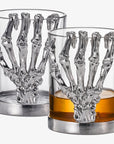 Skeleton Whiskey Glass Tumbler | Set of 2 | 10oz Glasses 4.3" H, Goth Gifts, Skeleton Gifts, Skeleton Decor, Spooky Wine Gift Set, Perfect for Themed Parties-0