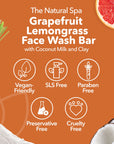 Grapefruit Lemongrass Face Wash Bar | Natural Facial Cleanser for Fresh, Glowing Skin | Vegan, Plastic-Free Skincare