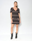 Lilou embroidered tunic dress, premium loose fit cotton dress with contrast embroidery, feminine shaping, front pockets, mid-thigh hemline by GILD at brixbailey.com
