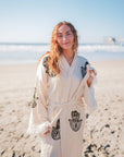 MUSLIN COTTON KIMONO BATHROBE HAMSA HAND PRINT