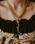 Gold Tethered Remains Bones Necklace