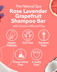 Rose, Lavender & Grapefruit Shampoo Bar | Natural Hair Wash for All Hair Types | Vegan, Plastic-Free Hair Care