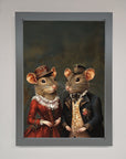 Victorian Mice Framed Poster, vintage elegant whimsical artwork, premium handcrafted decor, stylish home office wall art by Zestio at brixbailey.com