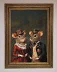 Victorian mice framed poster, vintage elegant whimsical artwork, premium handcrafted decor for living room bedroom office by Zestio at brixbailey.com