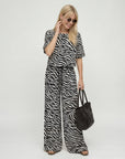 Thi Cream Tiger Stripe Print Wide Leg Trouser