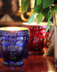 24K Gold Sapphire Blue Glass Buddha Royale Candle