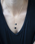 Onyx Tie Necklace in Silver or Gold