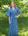 Dark Blue Best of both the worlds Style Caftan in Tribal Aztec Pattern-0