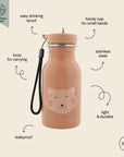 Stainless Steel Water Bottle for Kids Mrs Cat 350 ml