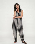 Tru Black Stripe Print Jumpsuit