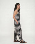 Tru Black Stripe Print Jumpsuit