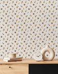 Bee Wallpaper with Floral Design