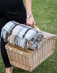 Polo Picnic Rug Blanket McKellar Tartan Checked Brown/Neutrals with Leather Strap - Beautiful Tweedmill