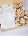 TWIN NEUTRAL TEDDY AND TOWEL HAMPER